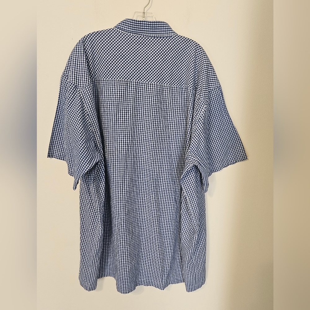 Avirex blue and white checkered short-sleeve button-up shirt Size 4X - Picture 6 of 7
